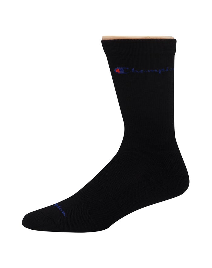 Champion Mens Socks NZ - Graduated Compression Crew 3-Pairs Black ( 7216-NWPDS )